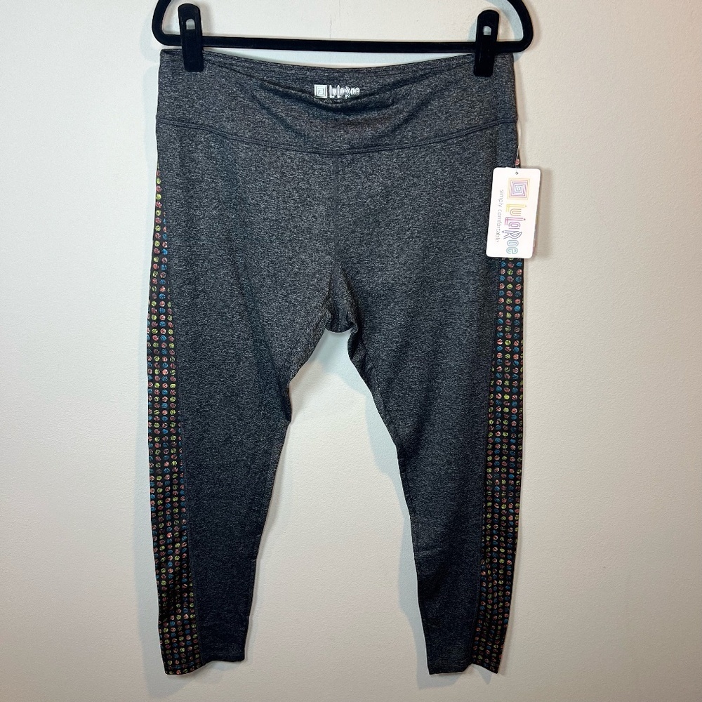 Lularoe Jordan Leggings Spacedye Black Polkadots Stretch Activewear Fall NEW XXL